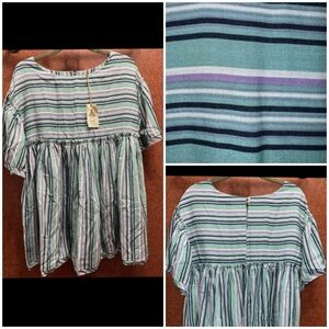 Easel- Striped Green and Purple Women's Top